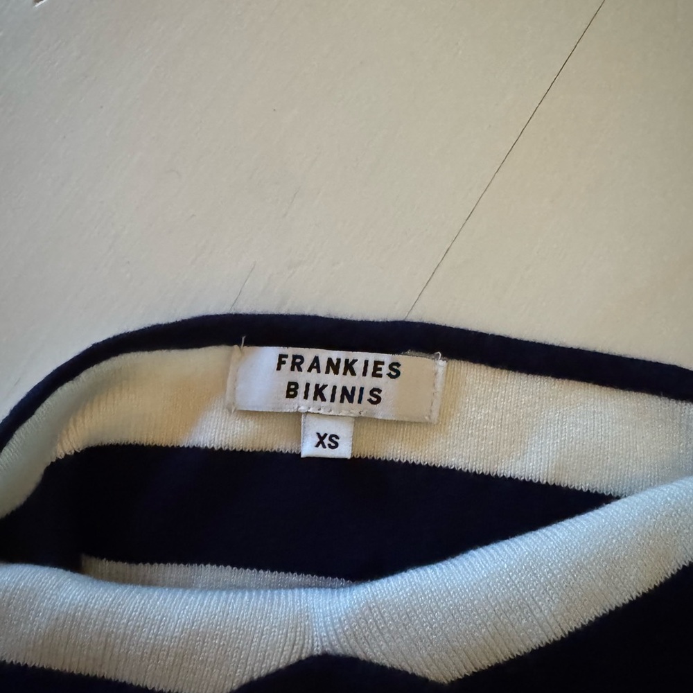 Frankie's Bikinis Navy and White Striped Halter Tank - Picture 4 of 4